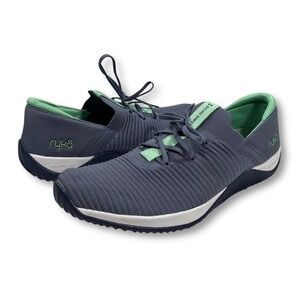 Ryka Echo Knit Fit Women's 11 Athletic Shoes Navy Green Slip On Comfort Sneakers
